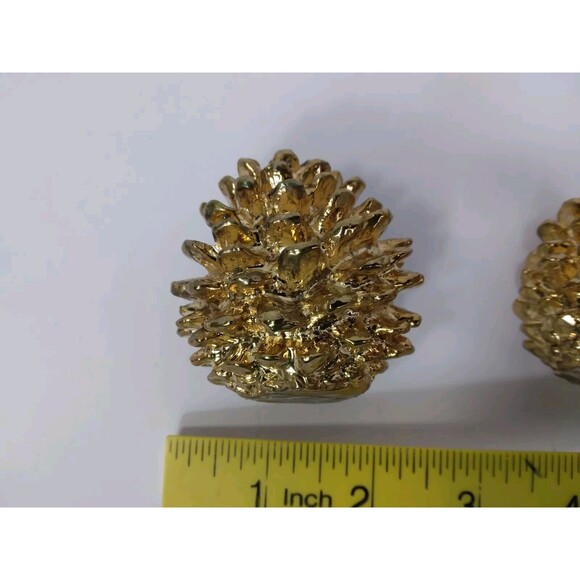2 Dept 56 Gold Tone Pinecones Christmas Winter Decor - Picture 8 of 8